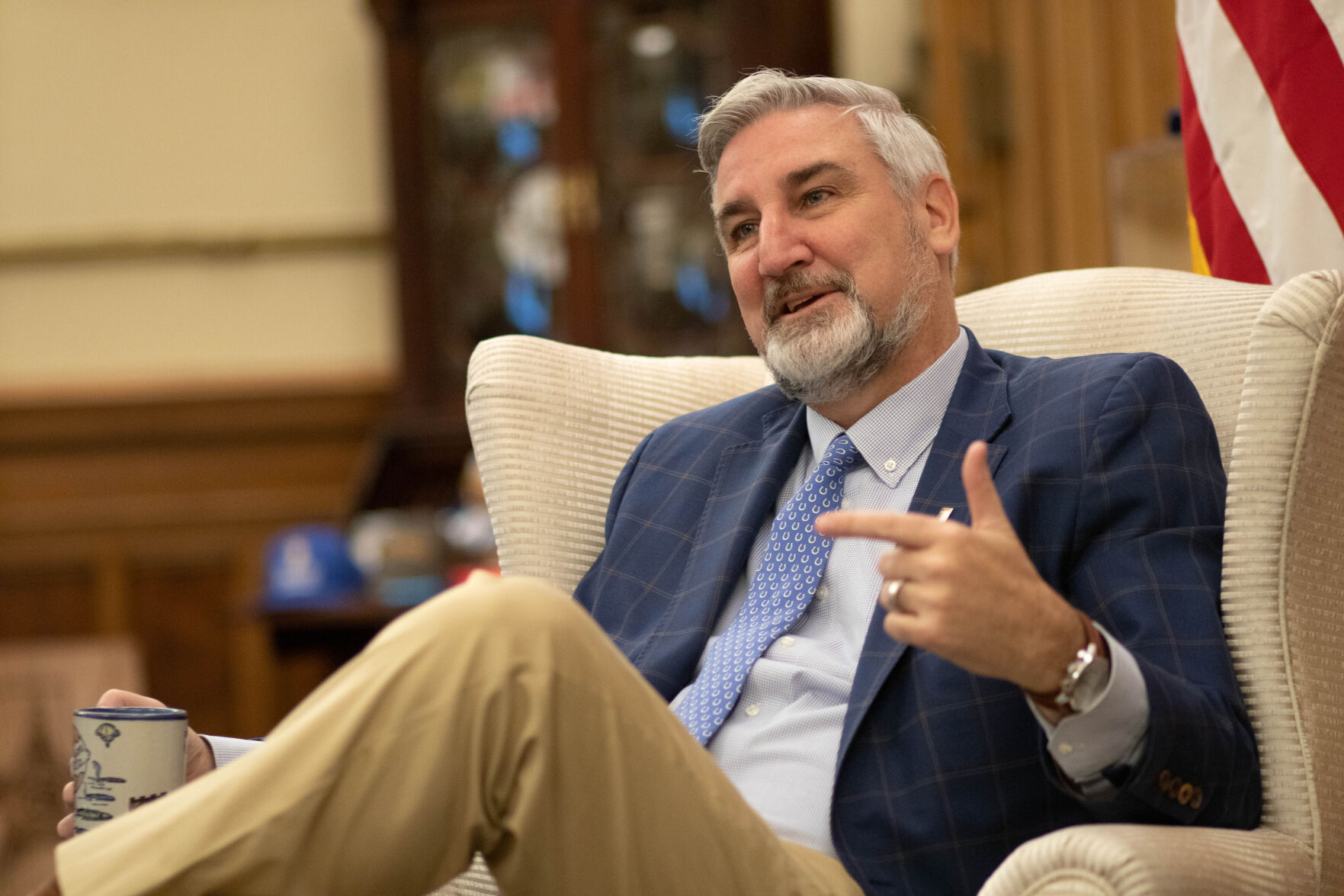 Holcomb focuses on economic growth, not conflict with his party, in end-of-year interview